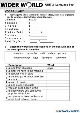 Wider World 1 - Unit 2 Grammar - Language test