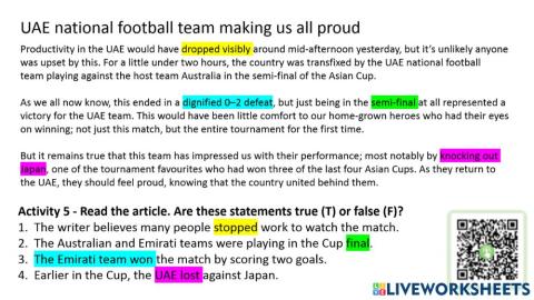 Reading comprehension