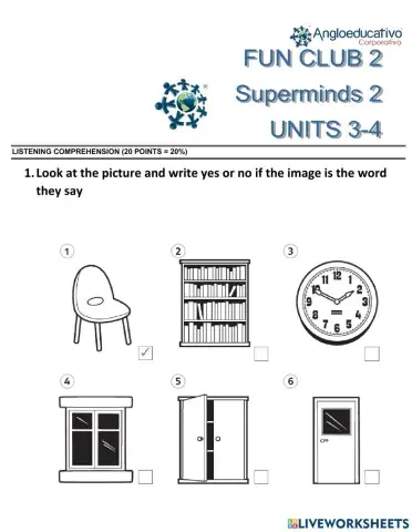 LISTENING Progress check units 0-4