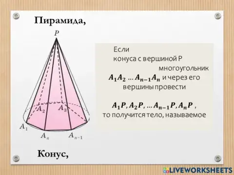Пирамида, вписанная в конус