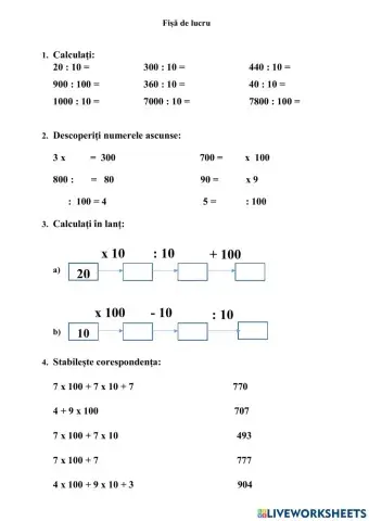 Împărțirea la 10- 100