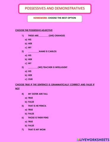 Possessives and demonstratives