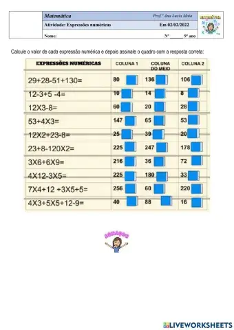 Expressões numéricas