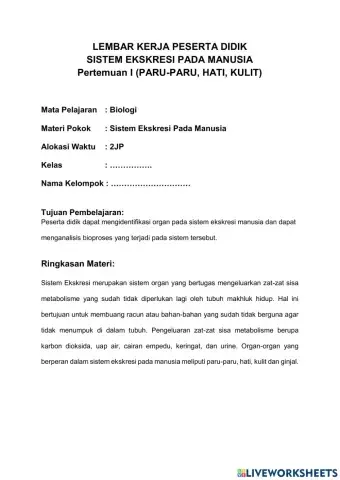 Lkpd sistem ekskresi (part 1)