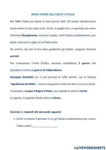 Breve Storia dell'Unità d'Italia