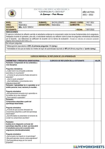 Examen matemática 1ro bgu