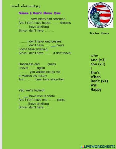 Since i don't have you - elementary