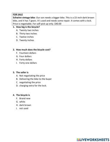 TABE Class E Practice