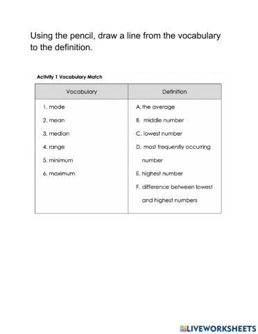 Module 8 Lesson 1 Matching Vocabulary