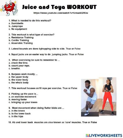 Cardio Workout Activity with Juice and Toya