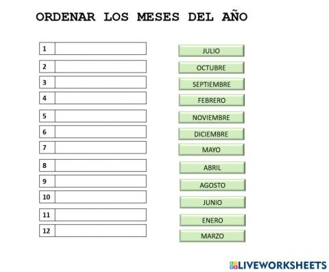 Ordenar meses del año