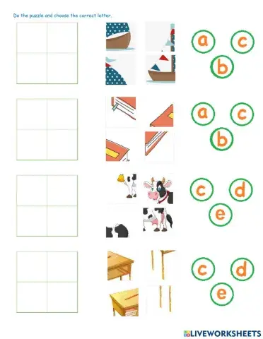 Puzzle and letters A-F