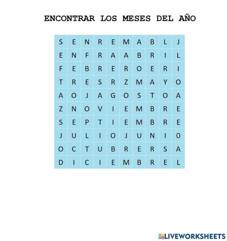 Encuentra los meses del año