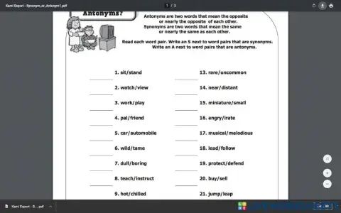 Antonyms and Synonyms