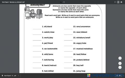 Antonyms and Synonyms