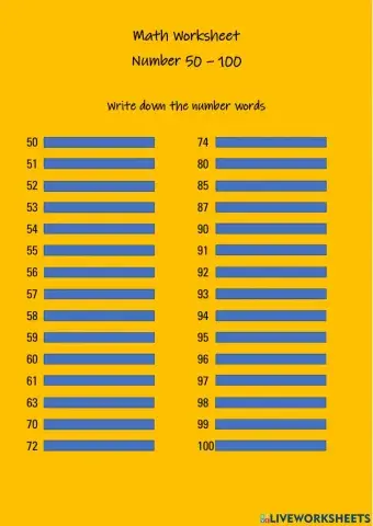 Number Names 50 - 100