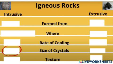 Intrusive and Extrusive rocks