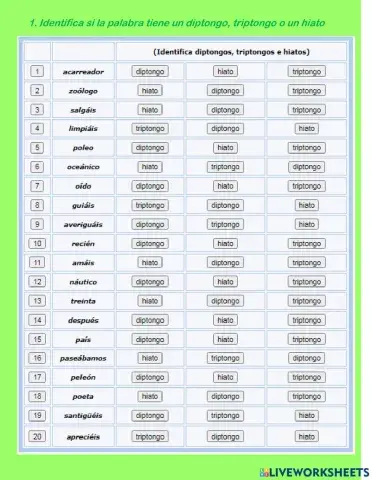 Diptongo, triptongo e hiato