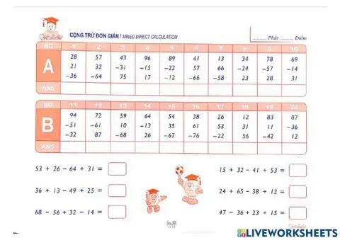 Cộng trừ đơn giản 2 tay