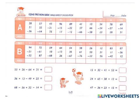 Cộng trừ đơn giản 2 tay