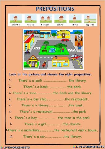 City exercises. Prepositions of place город. Places in the City prepositions of place. Giving Directions prepositions. Prepositions of place 4 класс.
