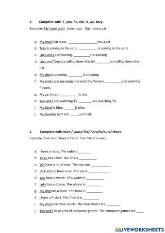 Personal Pronouns, Possessive Pronouns - test
