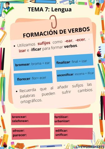 Formación de verbos