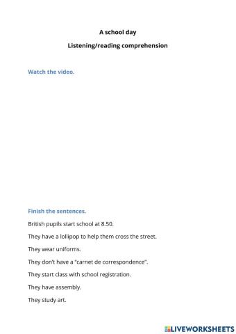 A British school day