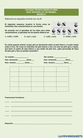 Tercera ley de mendel