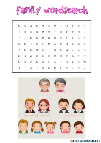 Family tree wordsearch