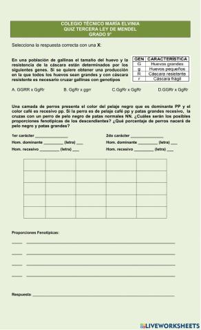 Tercera ley de mendel