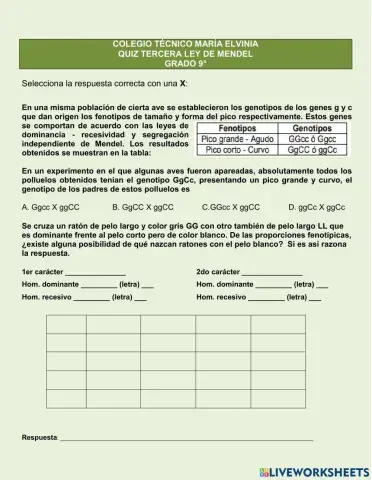 Tercera ley de mendel