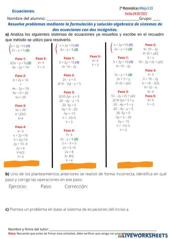 Sistemas de ecuaciones.