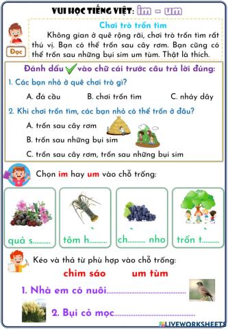 Phiếu ôn tập im, um