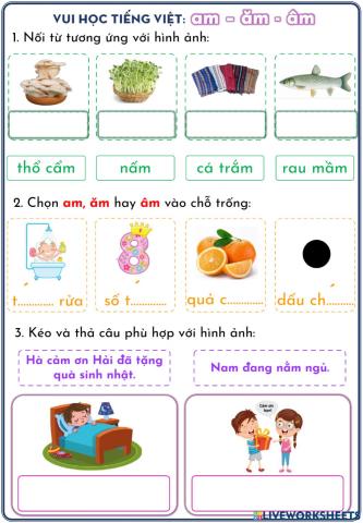 Phiếu ôn tập am, ăm, âm