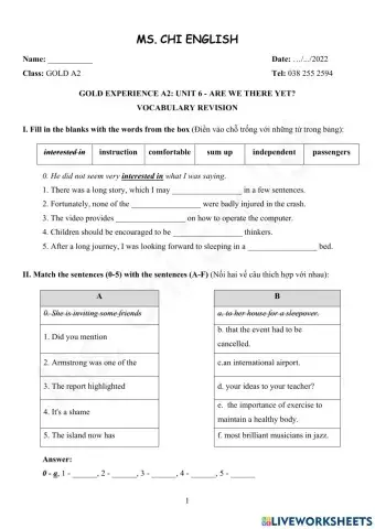 07.02.22-Gold-A2-U6-Vocab-Revision