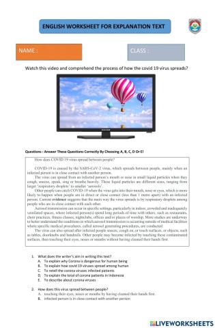 Explanation worksheet. LKPD