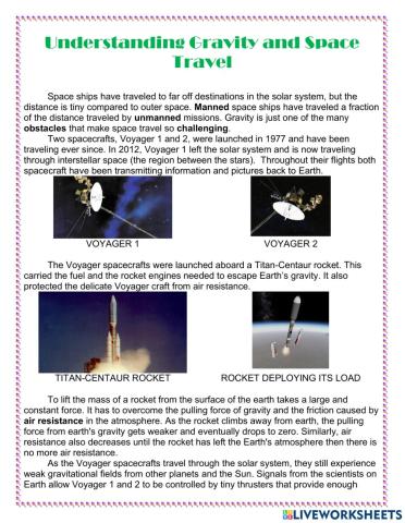 Gravity and space travel