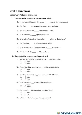 Relative pronouns - Project 4