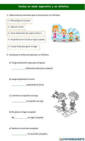 Verbos en modo imperativo y en infinitivo