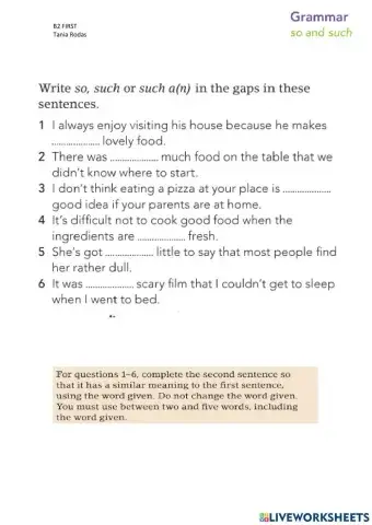 Fce grammar b2 so, such