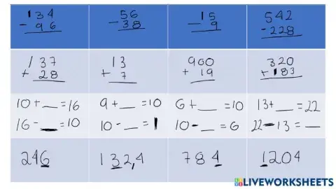 Resta y suma de llevadas