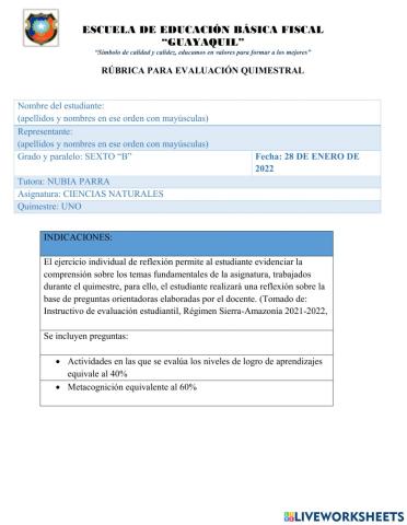 Evaluación quimestral