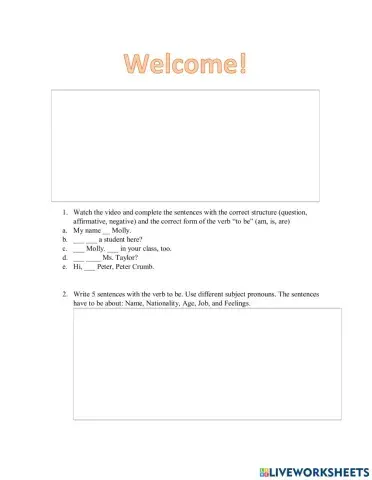 Welcome! video activity