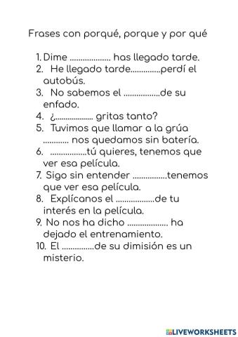 Porqué, porque y por qué