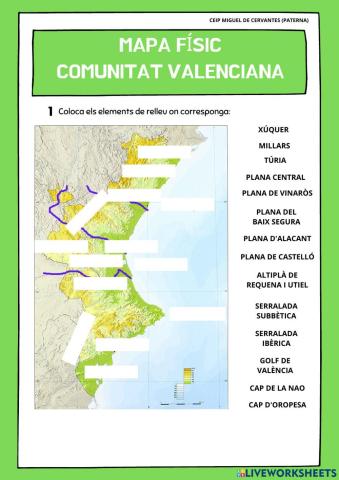 Mapa físic comunitat valenciana