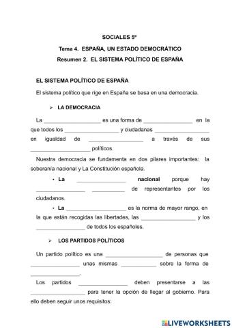 El sistema político de España