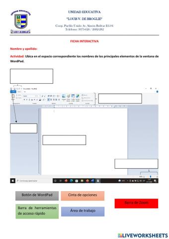 Elementos de la ventana de WordPad