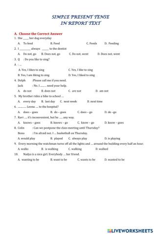 Simple Present Tense in Report Text