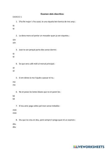 Prova objectiva accentuació II